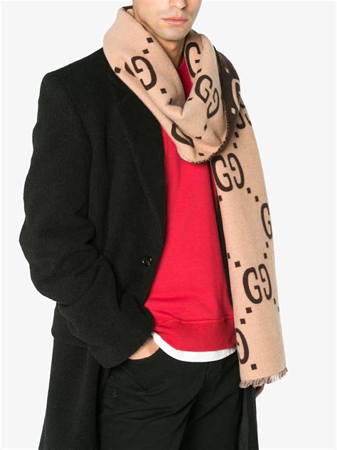 gucci wool gg jacquard scarf|Gucci jacquard wool scarf v.